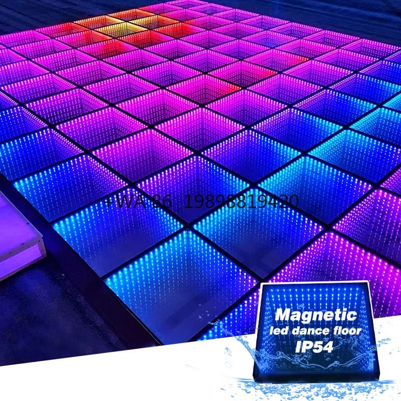 Pannelli LED 3D a Specchio Infinito per Pista da Ballo, Pista da Ballo LED Magnetica, Luci LED per DJ Matrimoni, Piastrelle LED per Pista da Ballo