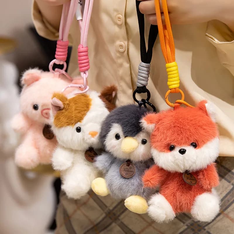 Portachiavi in peluche profumato a forma di animale da 12 cm, morbido ciondolo per borsa, 14 stili, bomboniere per feste di compleanno per bambini, decorazioni per la casa, anello portachiavi