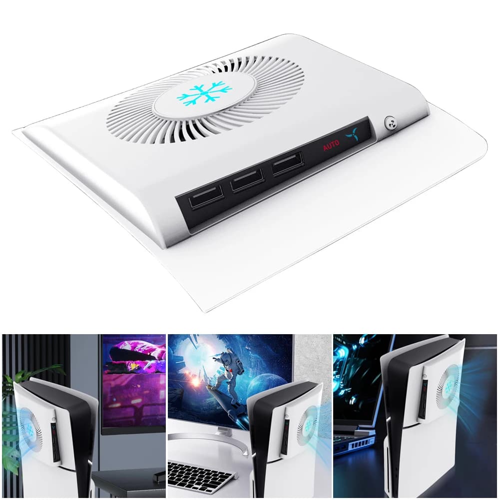 Ventola di Raffreddamento Laterale per Console PS5 Slim, Copertura con Controllo della Temperatura, Ventola Esterna per Accessori PS5 Slim
