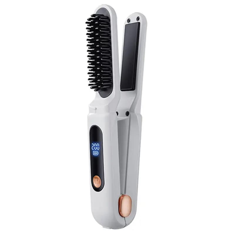 [NUOVO!ABMKre Digital comb to smooth hair 2 in 1 with 3 adjustable temperatures for women, white color