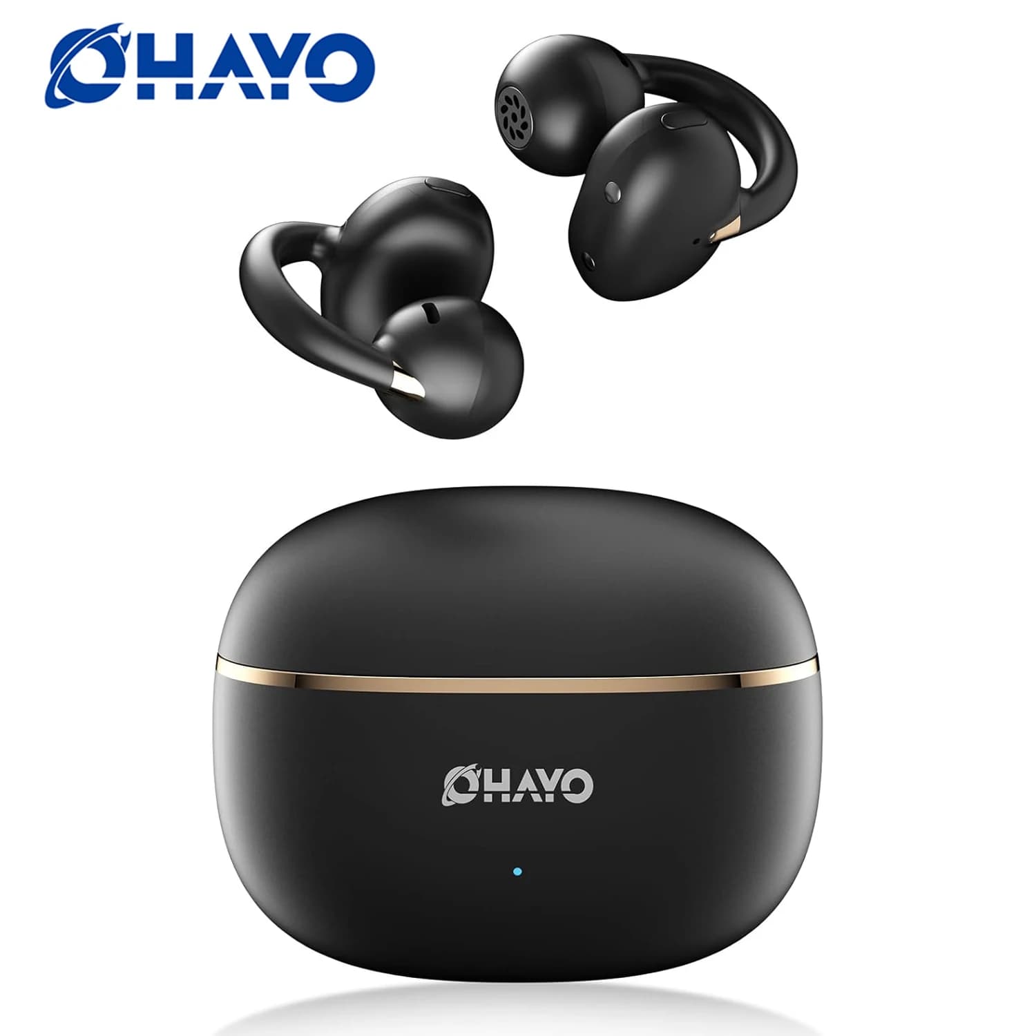 Ohayo A7 Auricolari con clip per orecchio Auricolari wireless Bluetooth 5.4 TWS Cuffie auricolari aperte con clip impermeabili con 4 microfoni 40 ore di riproduzione