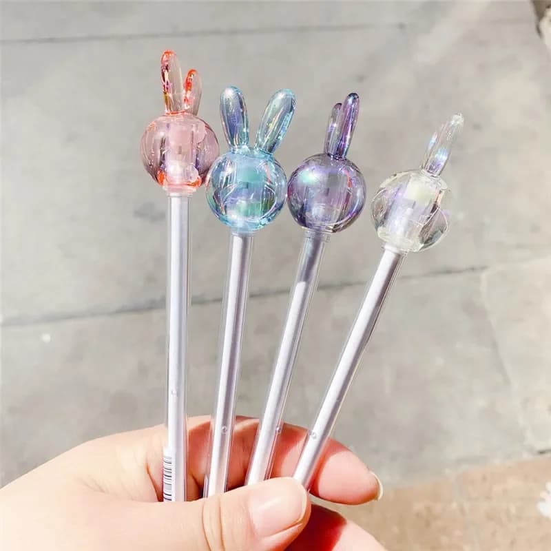 48 pezzi di penna di coniglio di cristallo carino penna gel laser colorata studenti strumento di scrittura cancelleria materiale scolastico Kawaii