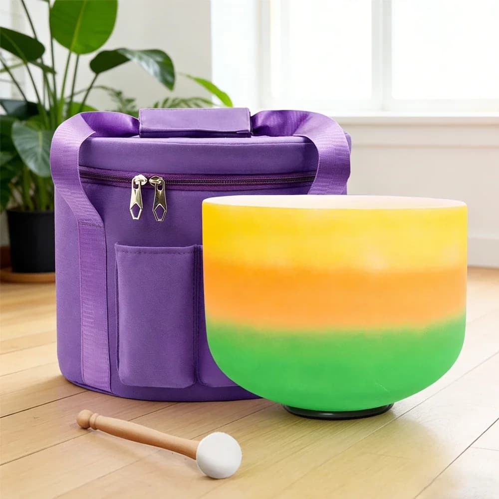 STAR LINKUP 10inch 440/432/528hz Rainbow Crystal Singing Bowl for Energy Healing Tibetan Singing Ball Chakra Sound Bowl with bag