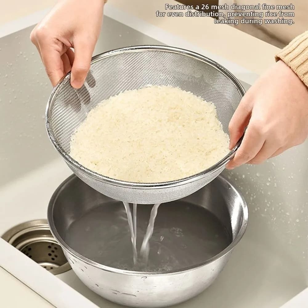 Basket Scolapiatti Stainless Steel Space 304, Oil Filter Reusable Round for Kitchen, Frying Schoolgirl