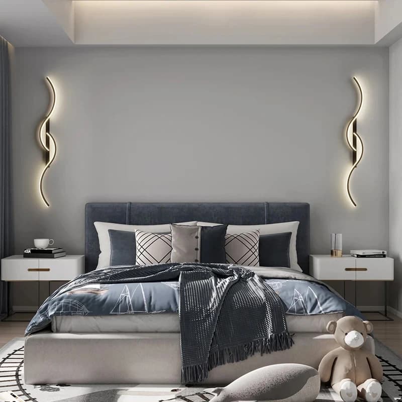 Moderna lampada da parete a LED camera da letto comodino applique lunga striscia soggiorno divano decorazione della casa applique da parete notte interni Luminaria oro applique da parete interno pannelli a parete