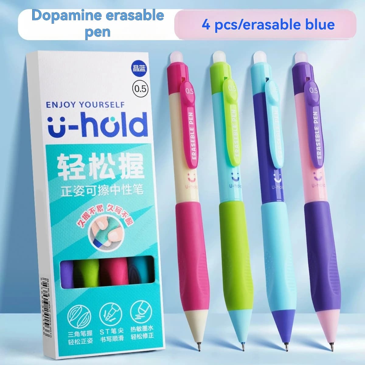 Penne gel cancellabili retrattili, punta fine 0,5 mm, fai scompare errore, inchiostro blu per prendere appunti e puzzle con parole incrociate