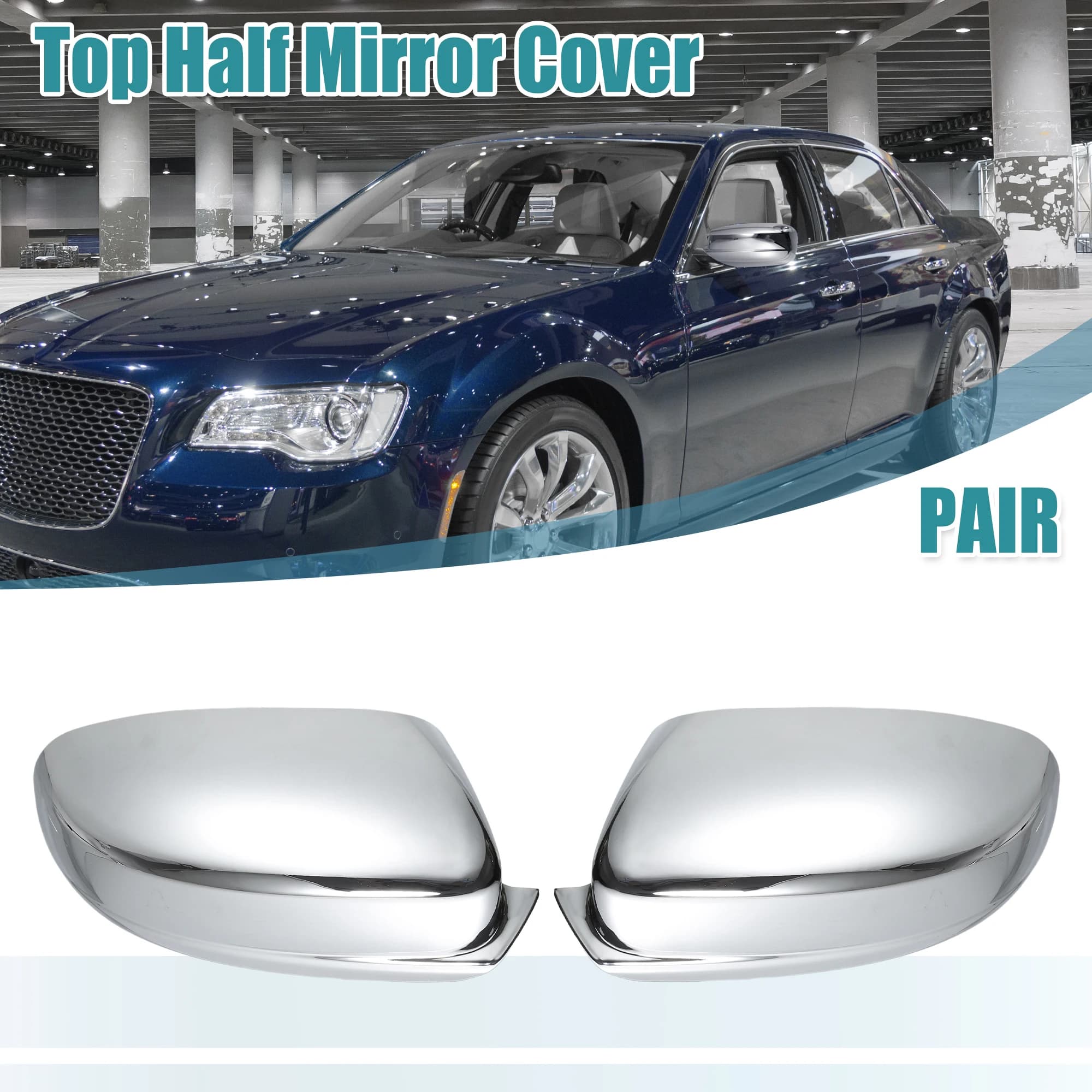 UXCELL 1 pair of chrome mirror cover caps for Chrysler 300C 2011-2022 for Dodge Charger 2011- 2022