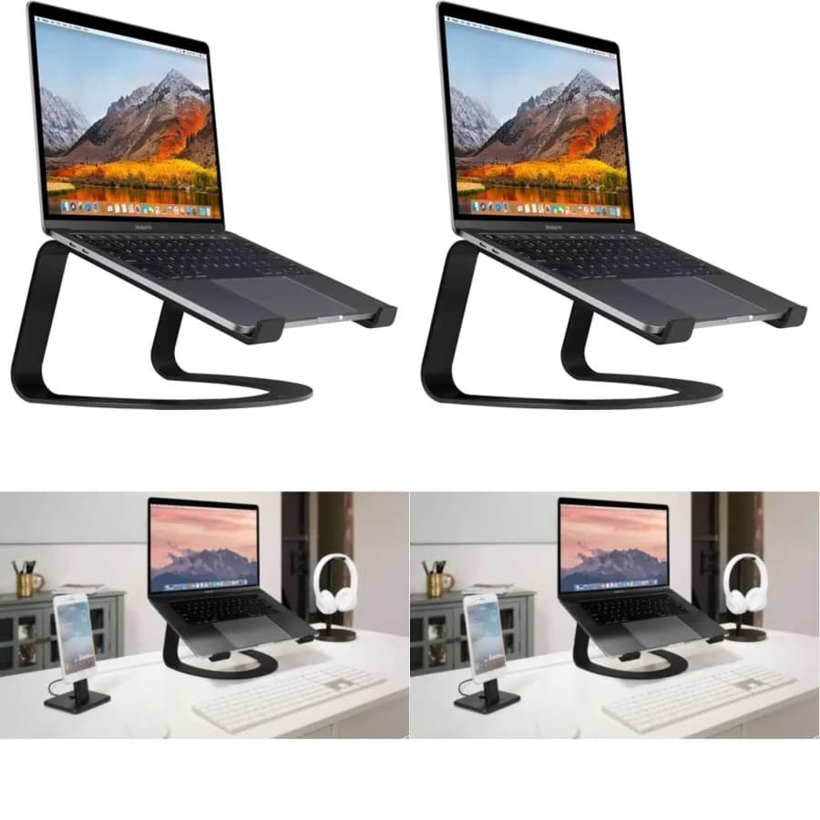 Supporto ergonomico raffreddante per MacBook e laptop, per casa o ufficio, nero opaco