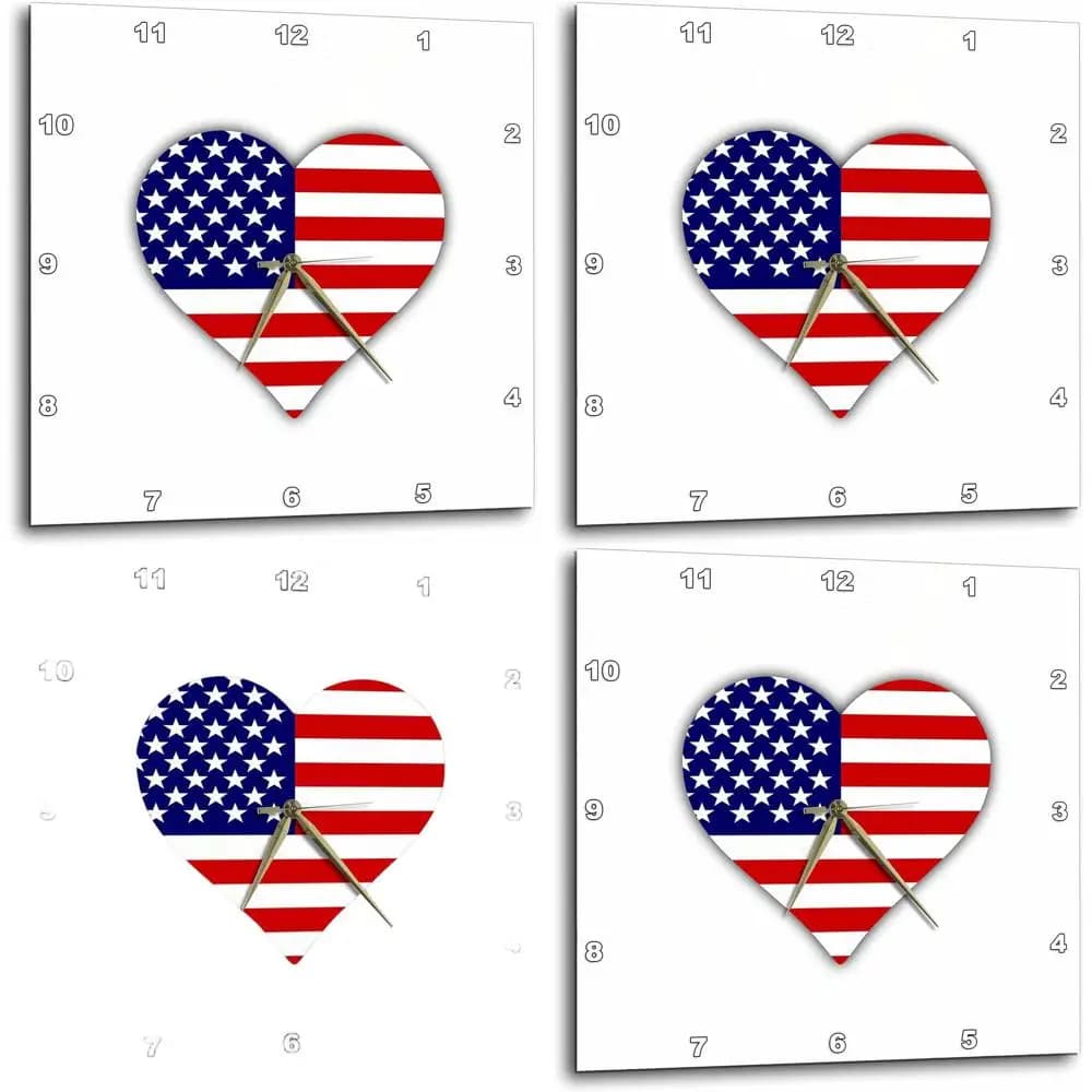 15 Wall clock with heart and patriotic American flag: perfect gift for July 4 in the United States