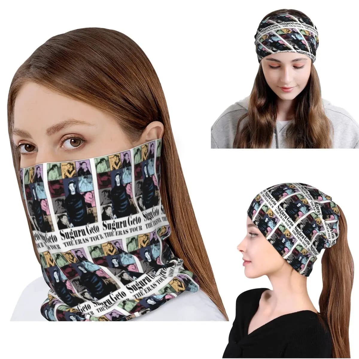 Jujutsu Kaisen Suguru Geto Anime Girl Dinner Bandana Neck Cover Mask Scarf Warm Headwear Beanies Hat for Men Women Windproof