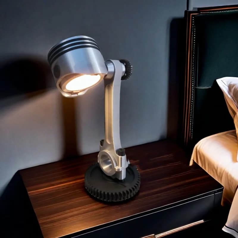 Car Engine Piston Table Ornament Dimmable Night Light Student Dormitory Reading Eye Protection Bedroom Decorative Desk