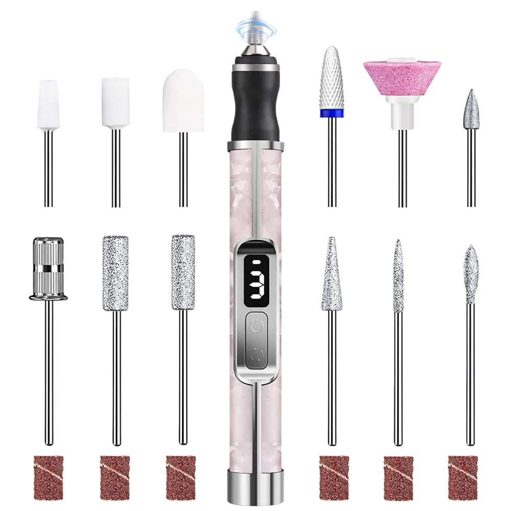 Lima per trapano elettrico professionale per unghie - 3 modalità, display e 12 trapani, kit per rettificatrice per lucidatura e pedicure portatile