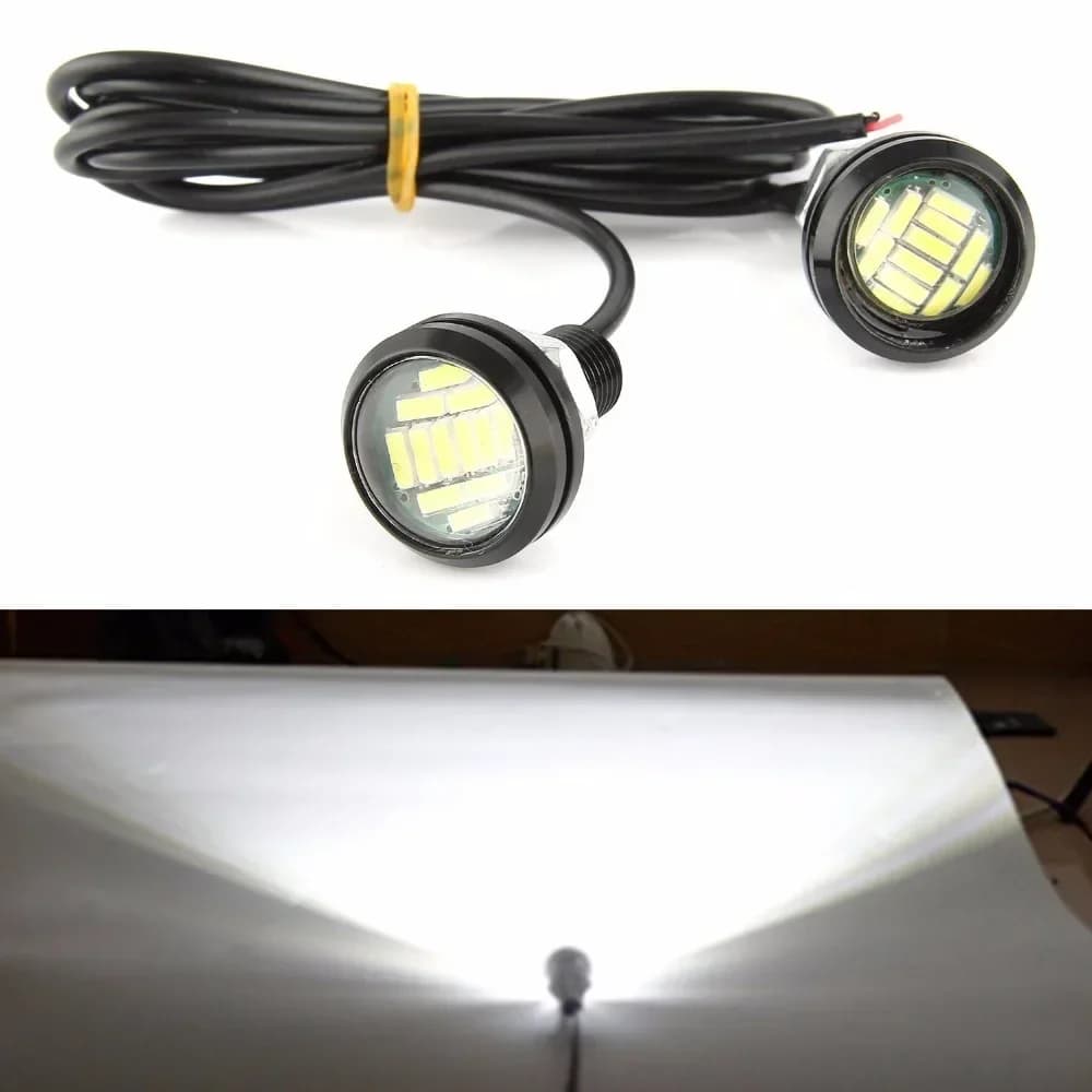 2 Pezzi Luci Diurne a LED Eagle Eye DRL, Luci di Retromarcia e Stop per Auto, Blu Ghiaccio e Ambra Giallo