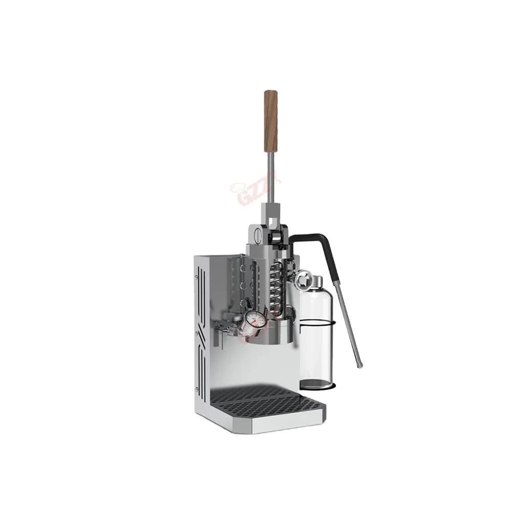 Espresso Machine with Rapid Extraction and Integrated Spring Lever, Stainless Steel, 16 Bar, Manual Press, 1L Kettle