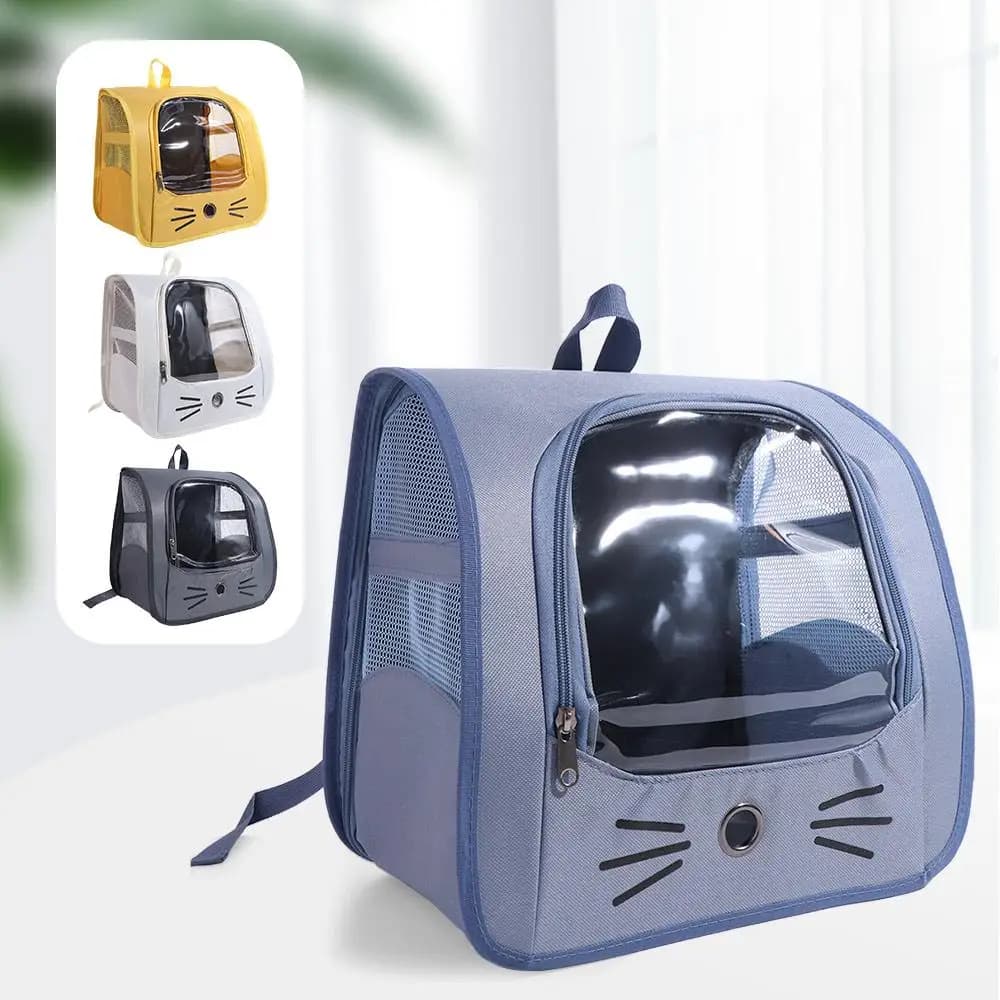 Large Capacity Cat Carrier Bag Transparent Breathable Cat Backpack Bag Water-resistant Foldable Pet Dog Backpack Travel Outdoor