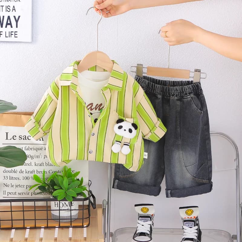 New Spring Autumn Baby Clothes Children Striped Long Sleeved Shirt T-Shirt Pants 3Pcs/Sets Infant Boys Clothing Kids Tracksuits