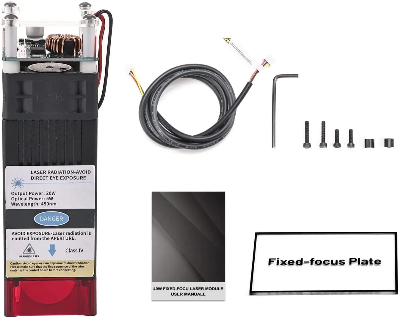 Applicabile al kit modulo laser da 20w 450nm per macchina a 2 assi Mini incisore Accessorio Strumenti fai da te Testa del modulo laser