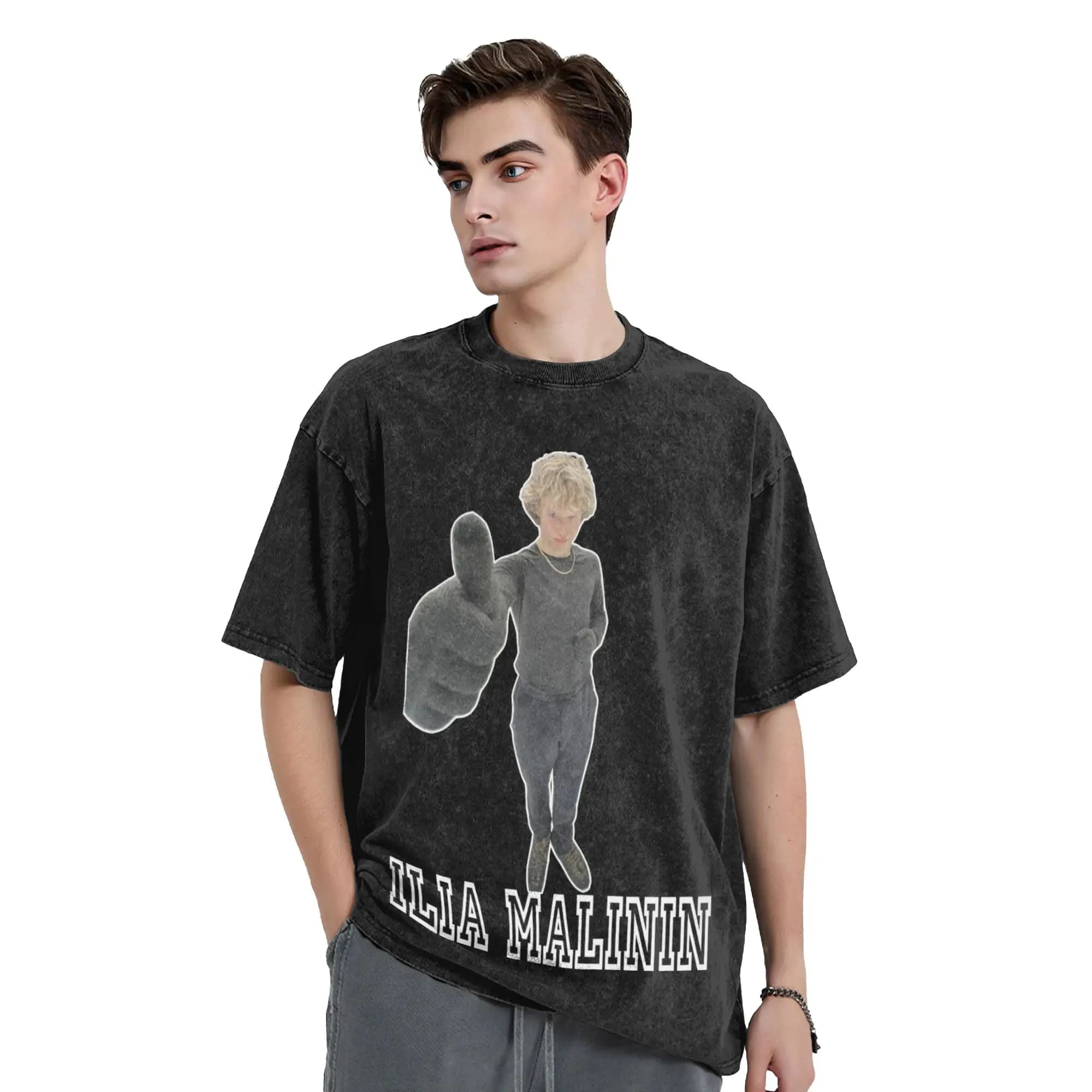 T-shirt Ilia Malinin Quad God Hip Hop Lavata a Maniche Corte, Magliette da Pattinaggio su Ghiaccio Cool per Uomo e Donna, Top Streetwear Estivi