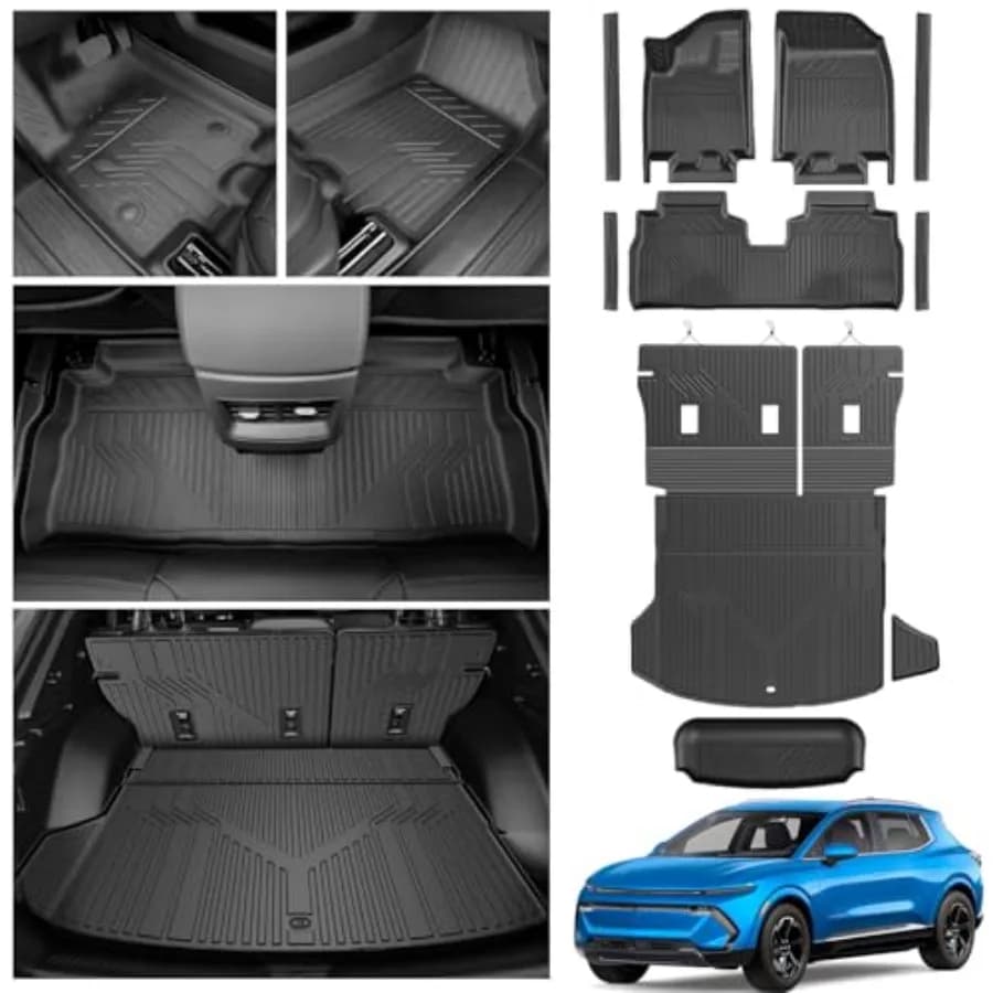 Tappetini per Chevy Equinox EV 2024-2026 (modello non a benzina) - Set completo per tutte le stagioni con tappeto bagagliaio, tappetino schienale, tappetini portaoggetti e protezioni battitacco