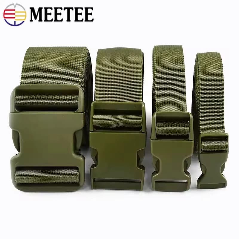 2/3/5 Set di Cinghie in Tessuto Verde Militare 20-50mm + Fibbie a Sgancio Rapido in Plastica, Ganci per Borse, Collari per Cani, Accessori Fai-da-Te