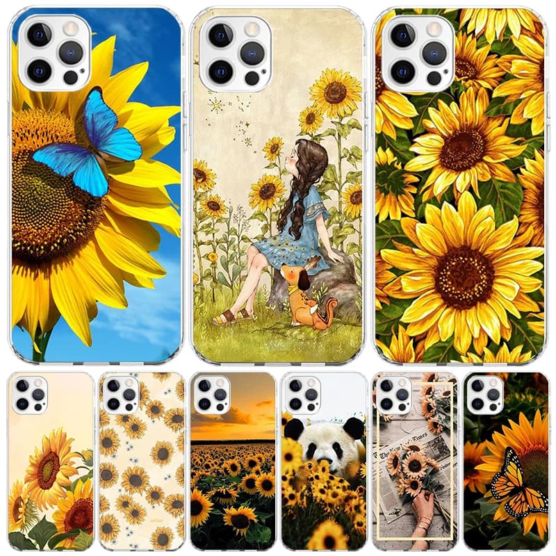 Custodia per telefono con stampa girasole giallo bellezza per Apple iPhone 16 15 14 13 12 Mini 11 Pro Max 16E X XS XR 7 Plus 8 + SE 2020 Tr