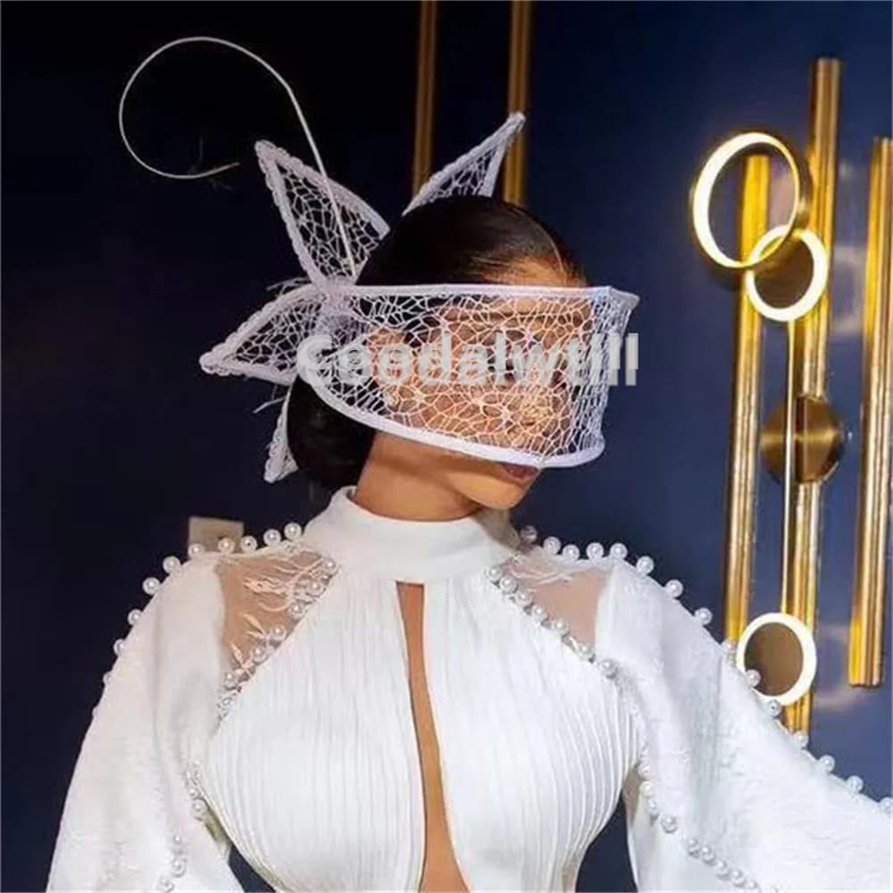 Velo bianco matrimonio Fascinator Hat For Bride Women Mariage copricapo fermaglio per capelli Ladies Derby Party Tea Millinery Cap Femme Chapeau