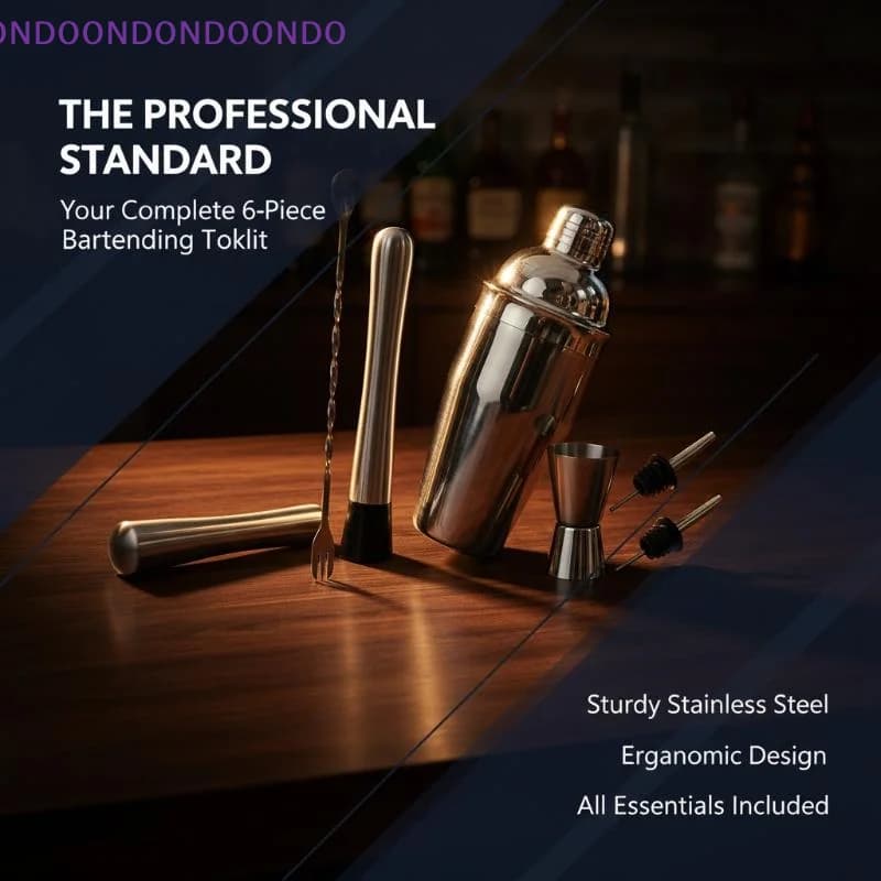 1/6Pcs Stainless Steel Cocktail Shaker Set Ideal Gift for Cocktail Lovers for Home Bar Pub Party Drink Making