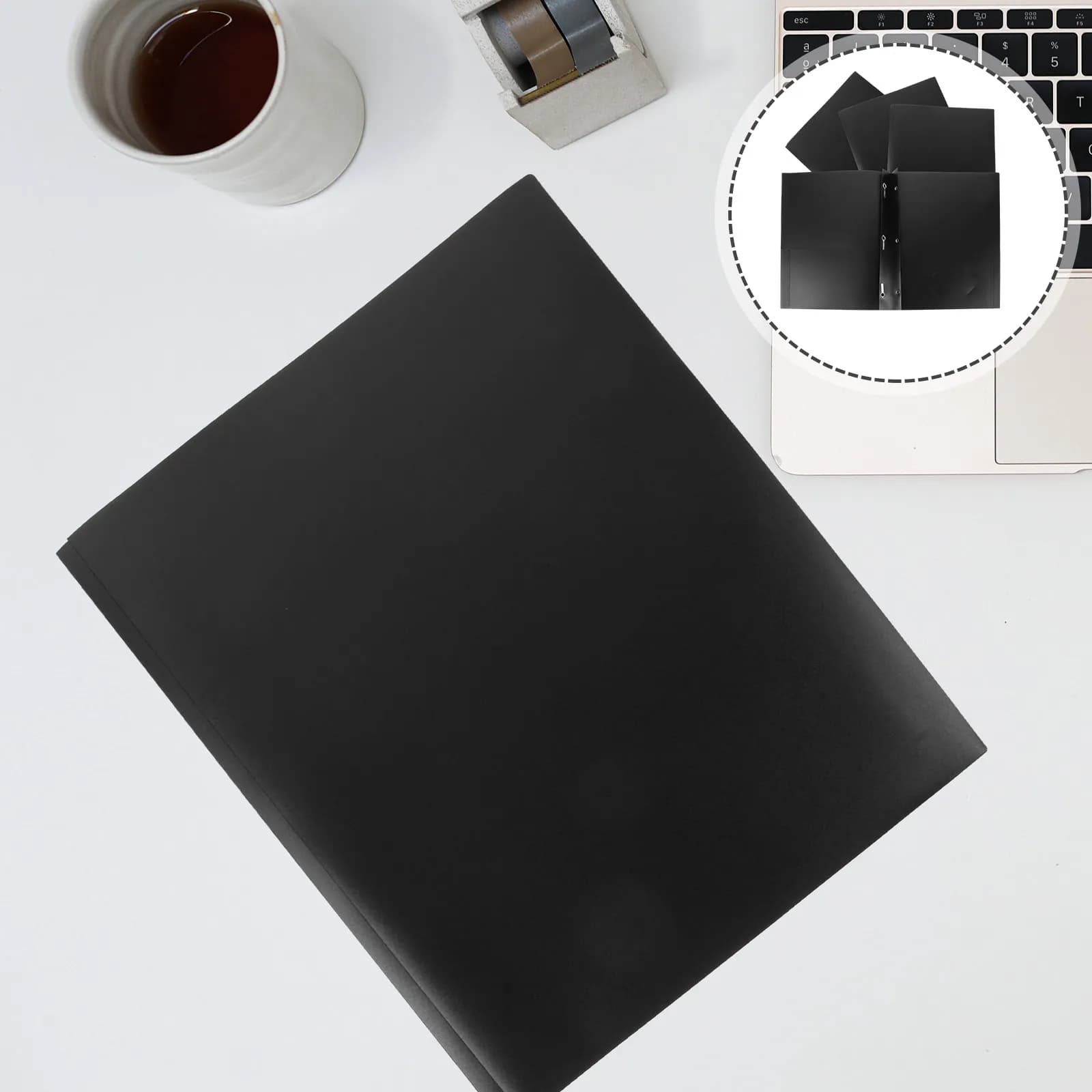 Set di 4 Cartelle Portadocumenti in Plastica con Doppio Scomparto, Design Interno per Organizzazione Documenti Ufficio e Archiviazione Test