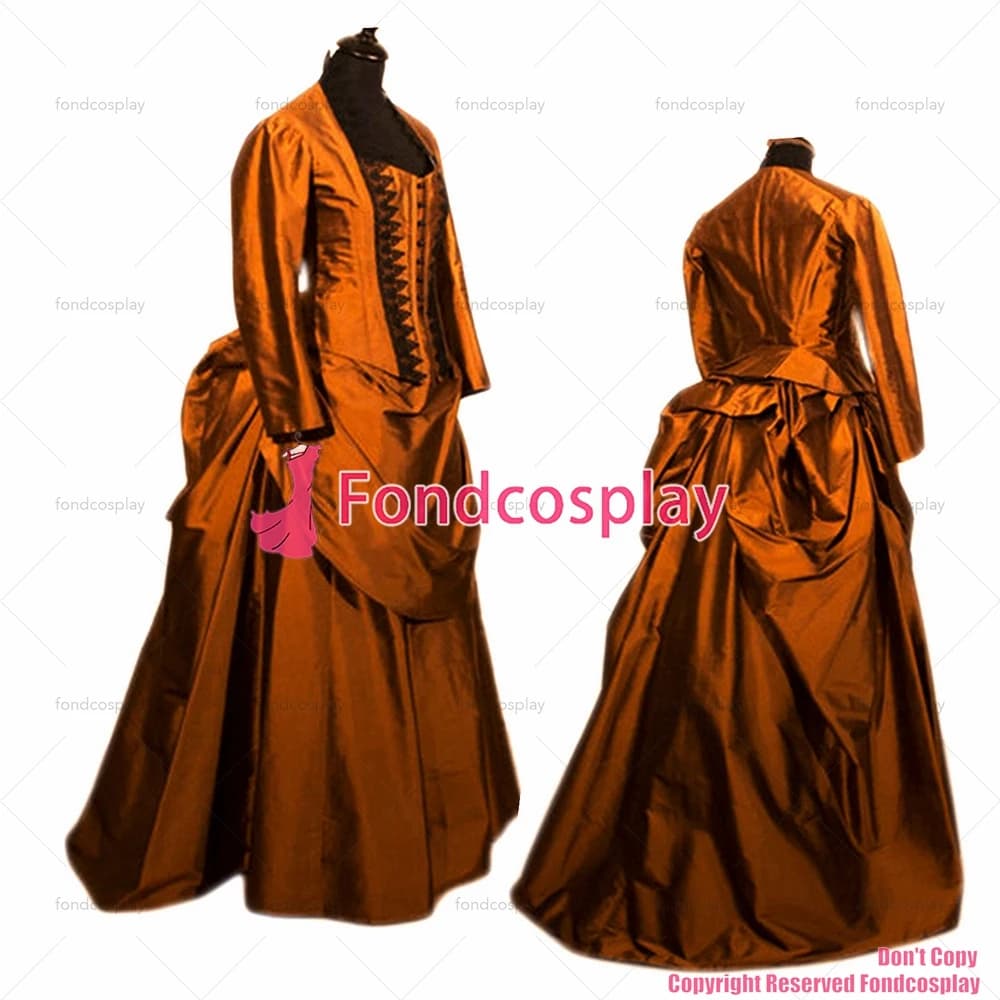 fondcosplay Victorian ROCOCO Gown Ball Outfit Gothic Punk Orange Taffeta jacket skirt cosplay Costume CD/TV[G2411]