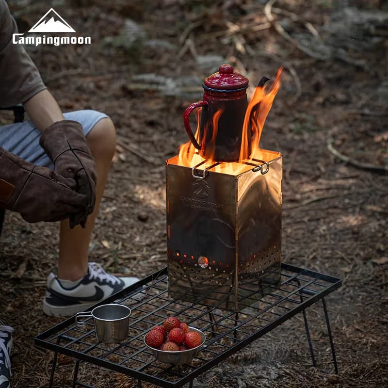 Stainless Steel MT-18 Foldable Carbon Ring, Cube Shaped Grid for Camping and Home Use
