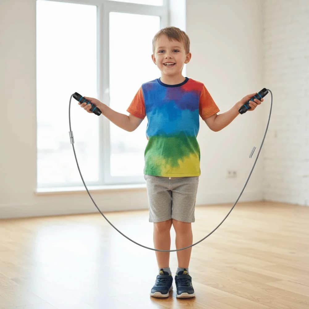 Adjustable Length Jumping Wheel, for Fast Training, with Confortable Foam Handles, Steel Cable and Bearing System, for Sports Training