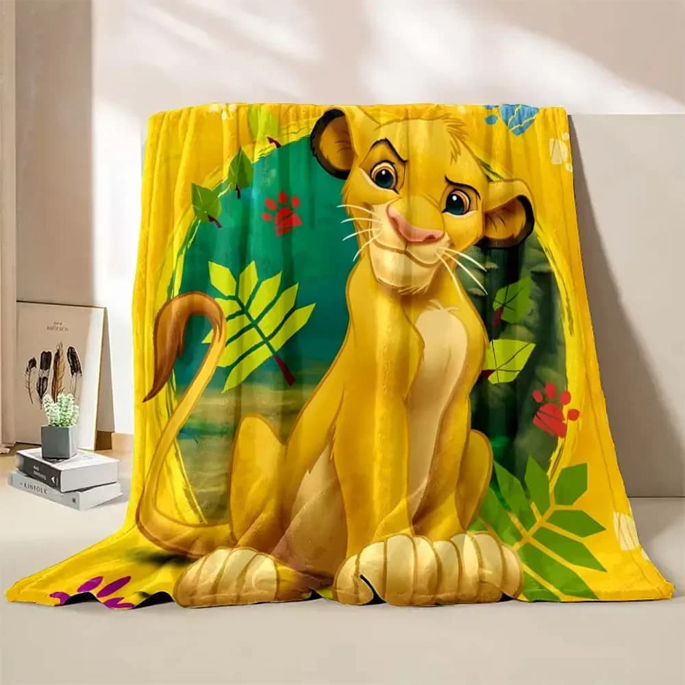 Coperta classica a tema Re Leone Simba per ragazzi e ragazze, morbida coperta in flanella felpata per camera da letto, divano, soggiorno, letto, per tutte le stagioni