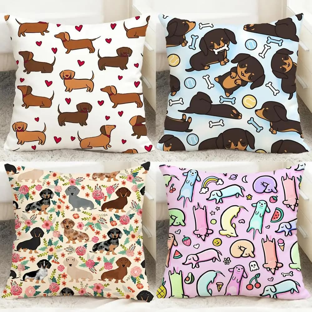 Sausage Dog Cushion Cover Comfortable Reversible Pillow Cover Ideal for Car Sofa Bedroom & Beyond