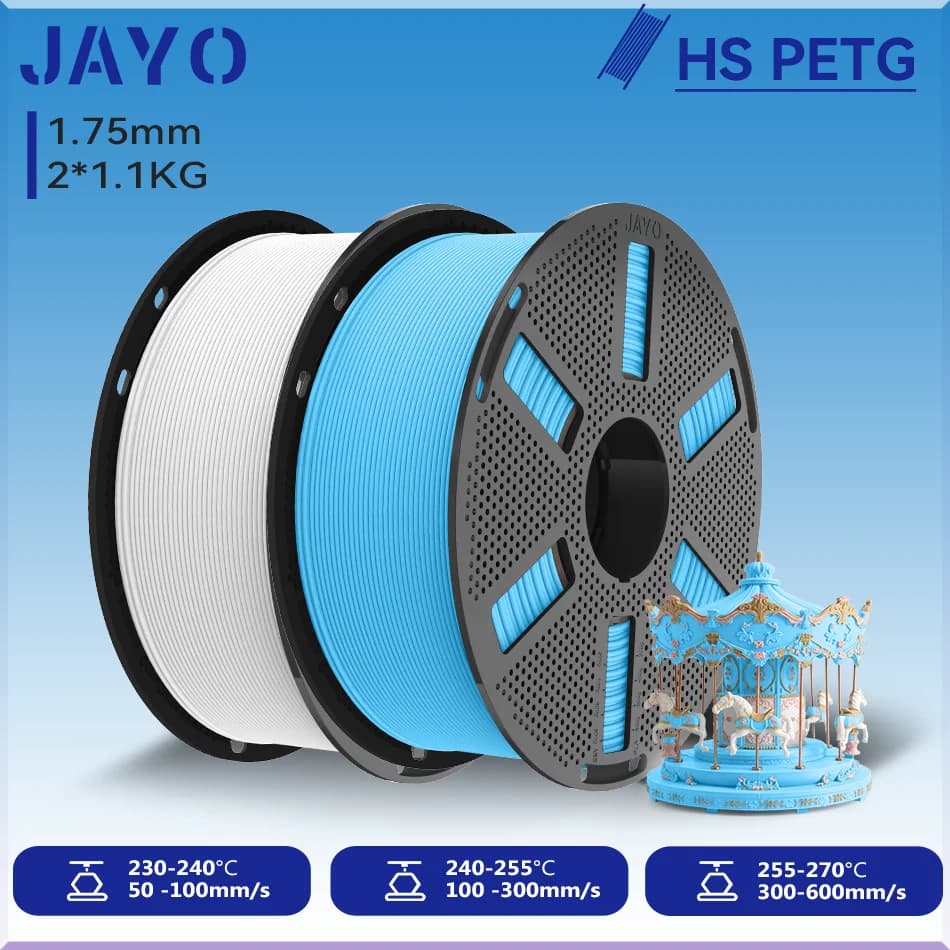 JAYO 2.2KG High Speed Matte PETG 3D Printer Filament High Flow Speedy 50-600mm/s Matte Effect PETG 3D Printing Mateials for 3D Printer & Pen