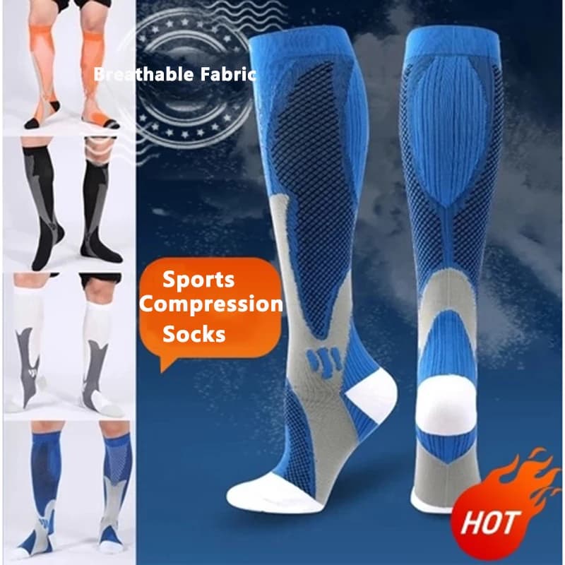 Calze a compressione sportive, 1 paio, calze alte fino al ginocchio per corsa, vene varicose, calcio, vene varicose