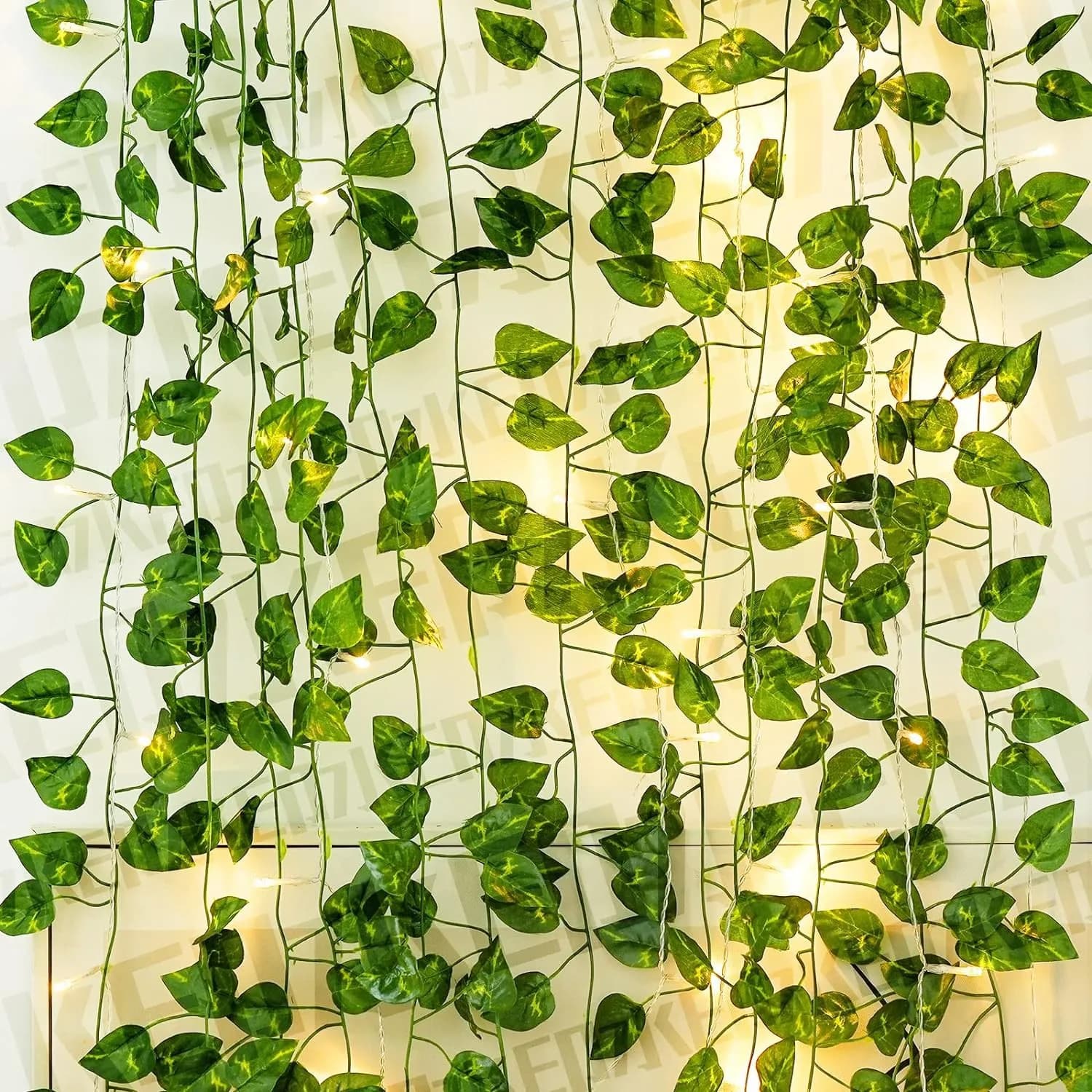 Luce a LED Foglia verde artificiale Vite Vendite calde Casa Natale Matrimonio Giardino nuziale Appeso a parete Piante verdi Decorazione del partito