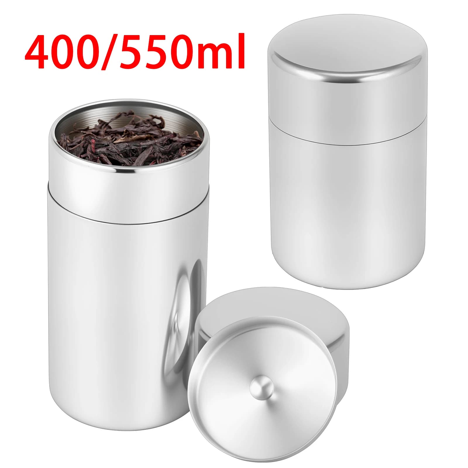 Contenitori per barattoli di foglie di tè in acciaio inossidabile Contenitori da cucina con doppia tenuta addensata per chicchi di caffè e zucchero