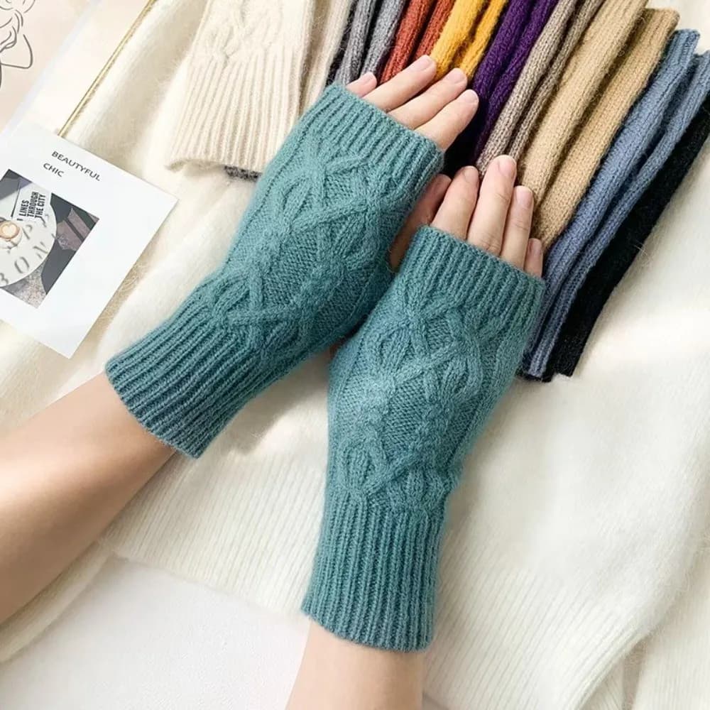 New Knitted Fingerless Gloves Fingerless Cable Knit Women's Gloves Warm Wrist Warmers Winter Wear