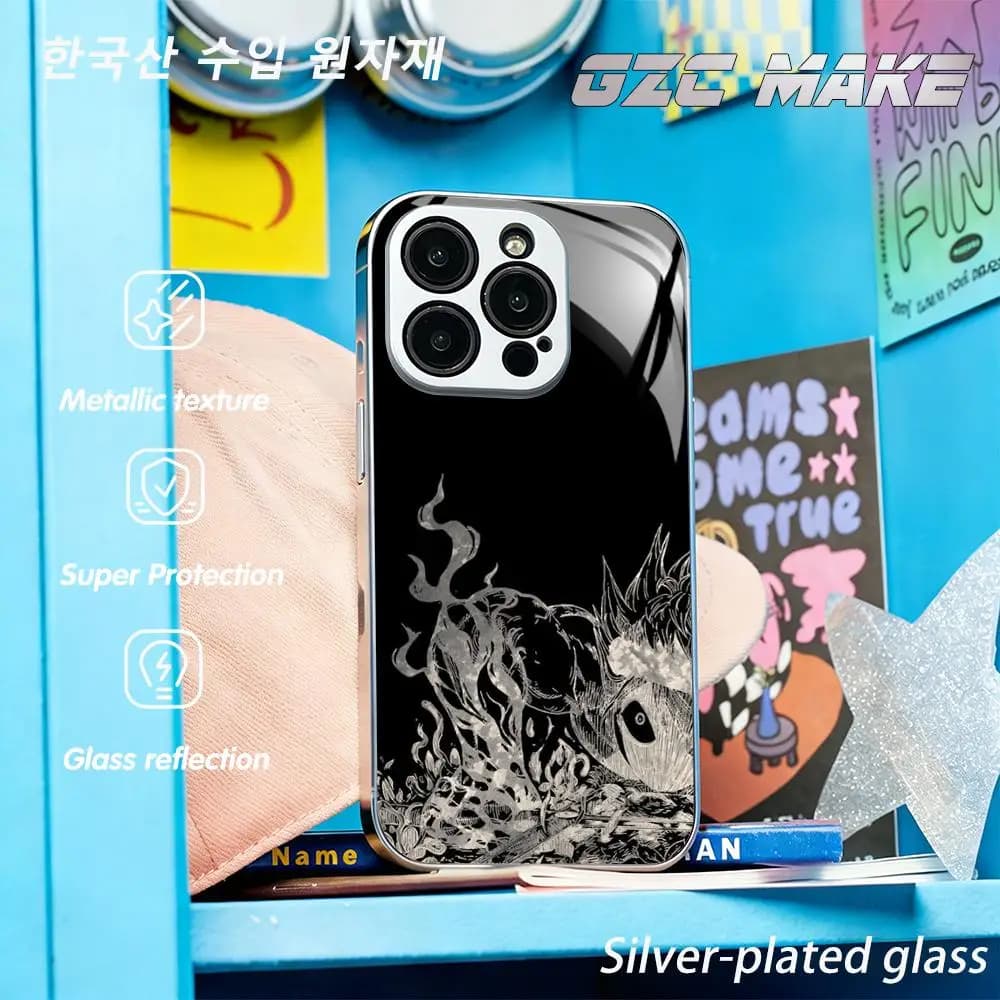 Black Clover japan anime Phone Case For iphone 17 16 15 14 13 12 11 Pro Plus Max Silver-plated glass Phone Case