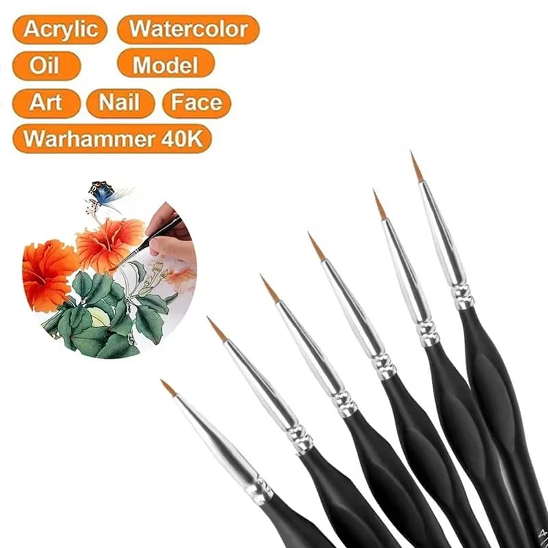 Fine Tip Paint Brush Acrylic Watercolor Oil Painting Mini Paint Brush Set For Craft Models Line Drawing Detail Paint Brush Set