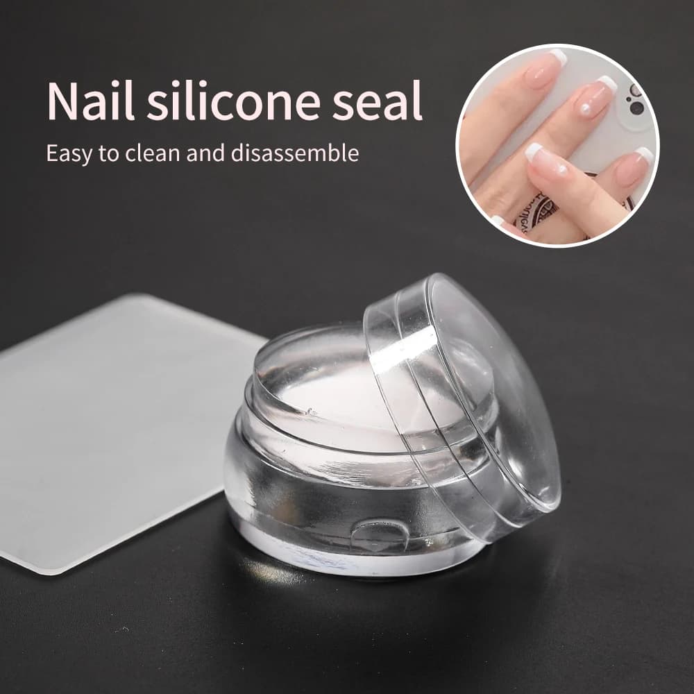 LULAA Nail Stamp Set Transparent Silicone Ink Pad Transparent Silicone Jelly Stamps French Manicure Tools Suitable for Home DIY