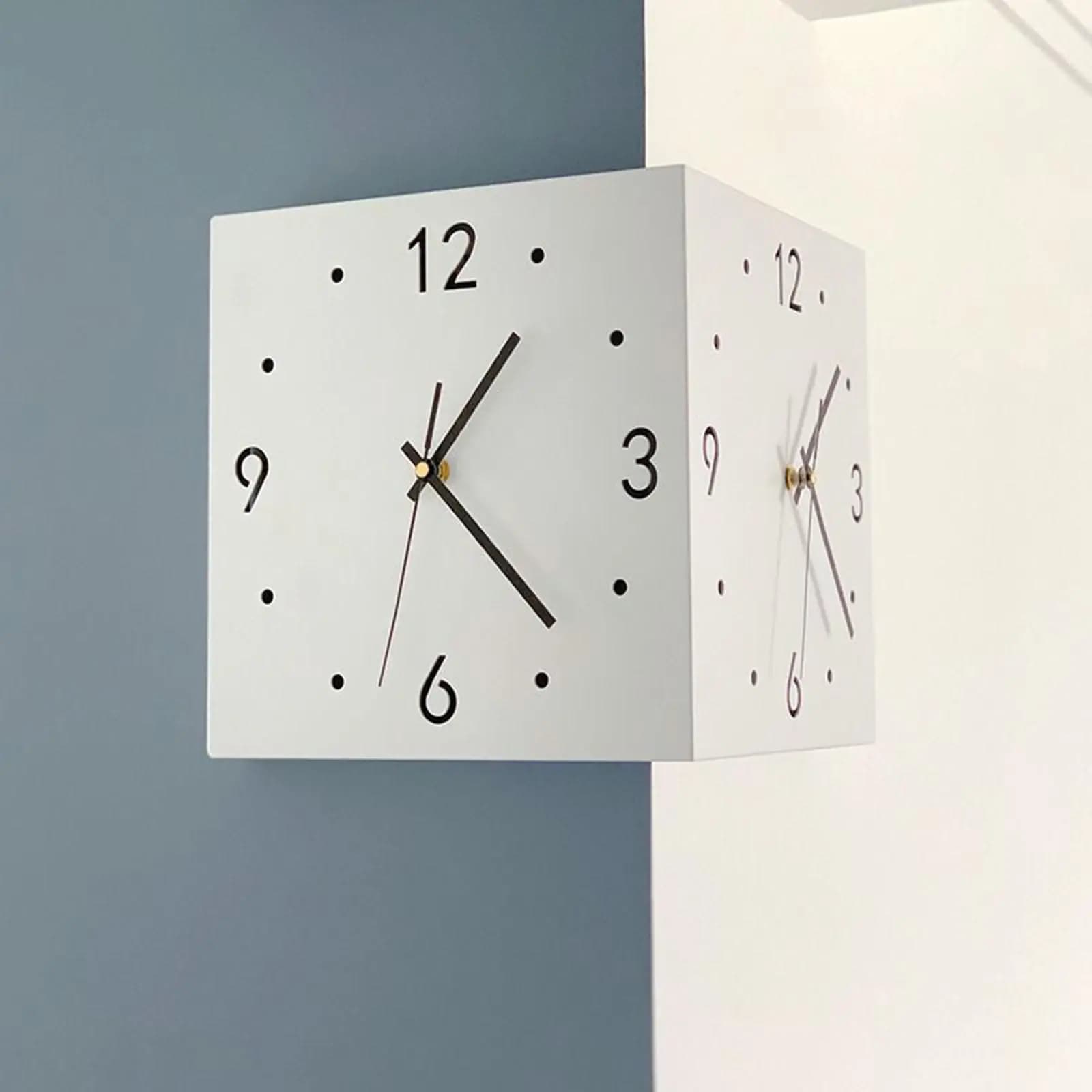 Two-sided corner wall clock with light for bar hotel bedroom