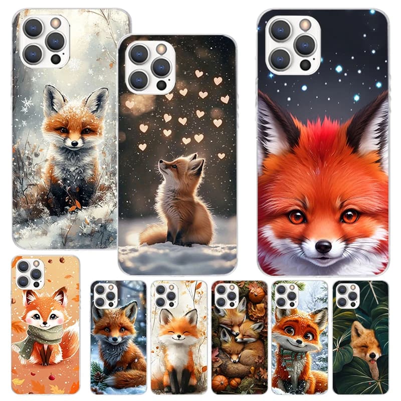 Animal Fox Phone Case For iPhone 13 12 Mini 11 Pro Max XS XR X Max 7 Plus 8 SE 6 6S 5 5S Soft Silicone Print Shell
