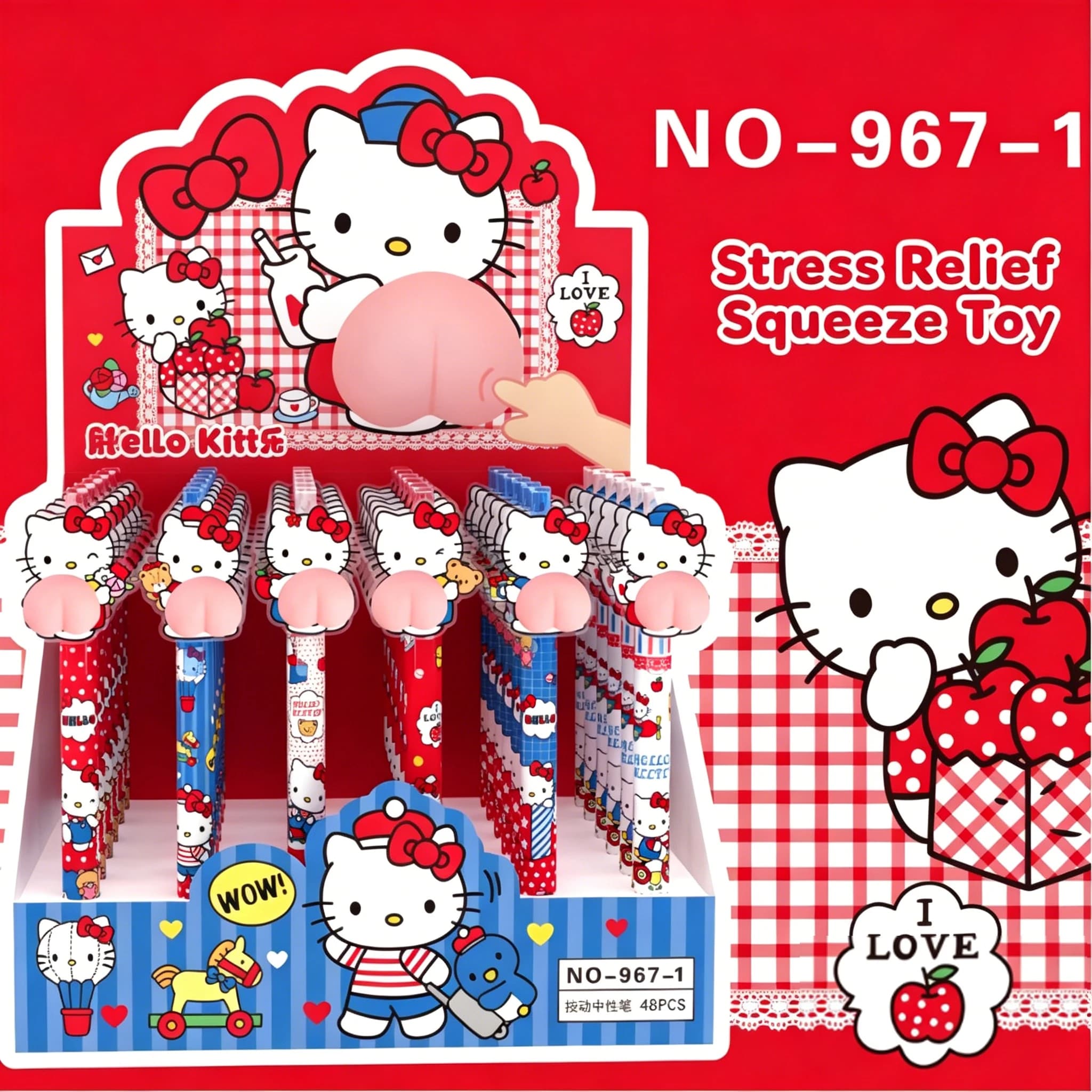 Nuova penna gel antistress Hello Kitty Squishy Butt da 18 pezzi, penna retrattile a sfera a rapida asciugatura con disegno a cartoni animati per studenti, articoli di cancelleria