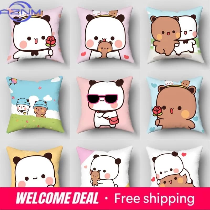 Federa Bubu Dudu, Simpatica Federa con Orsetto Cartoon, Copricuscino per Divano Soggiorno, Decorazione Casa Camera da Letto, Regalo per Bambini
