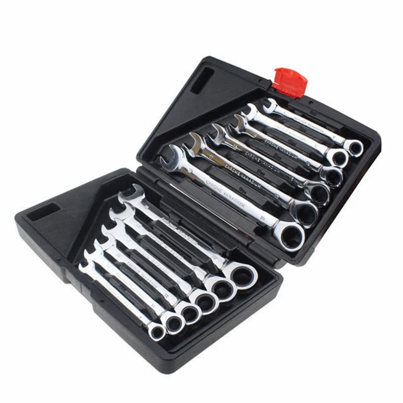 12 pezzi 2 in 1 chiave a cricchetto offset fissa set di chiavi rapide strumento hardware 72 denti 180 ° Rotazione