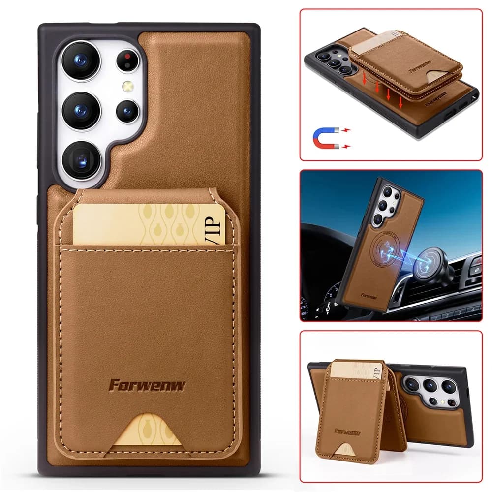 Custodia a portafoglio staccabile magnetica con blocco RFID per Samsung Galaxy S25 Ultra S24 S23 S22 + Plus Nota 20 A56 A55 A36 A35 A25 A16 A15