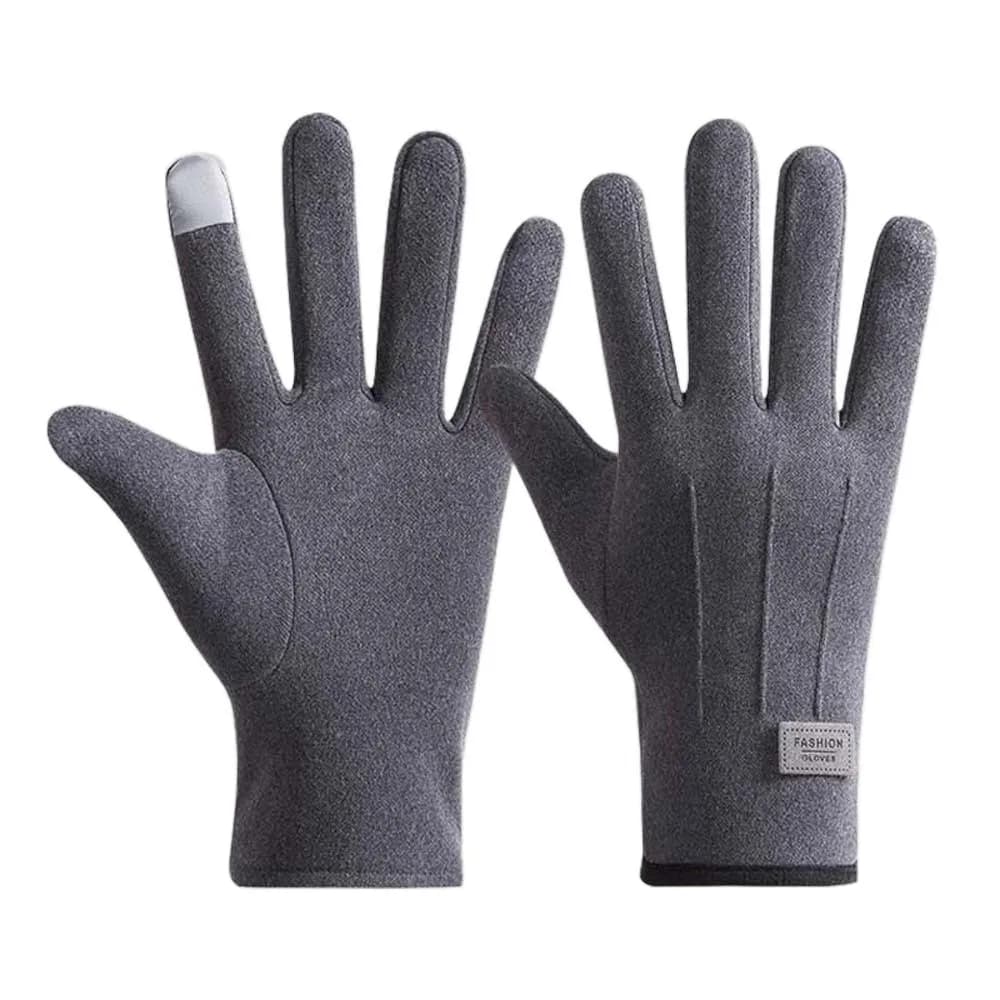 Guanti anti-freddo per coppia in peluche da sci Touch Screen Guanti morbidi in pelle scamosciata ispessita Scaldino in poliestere Guanti antivento per dita all'aperto