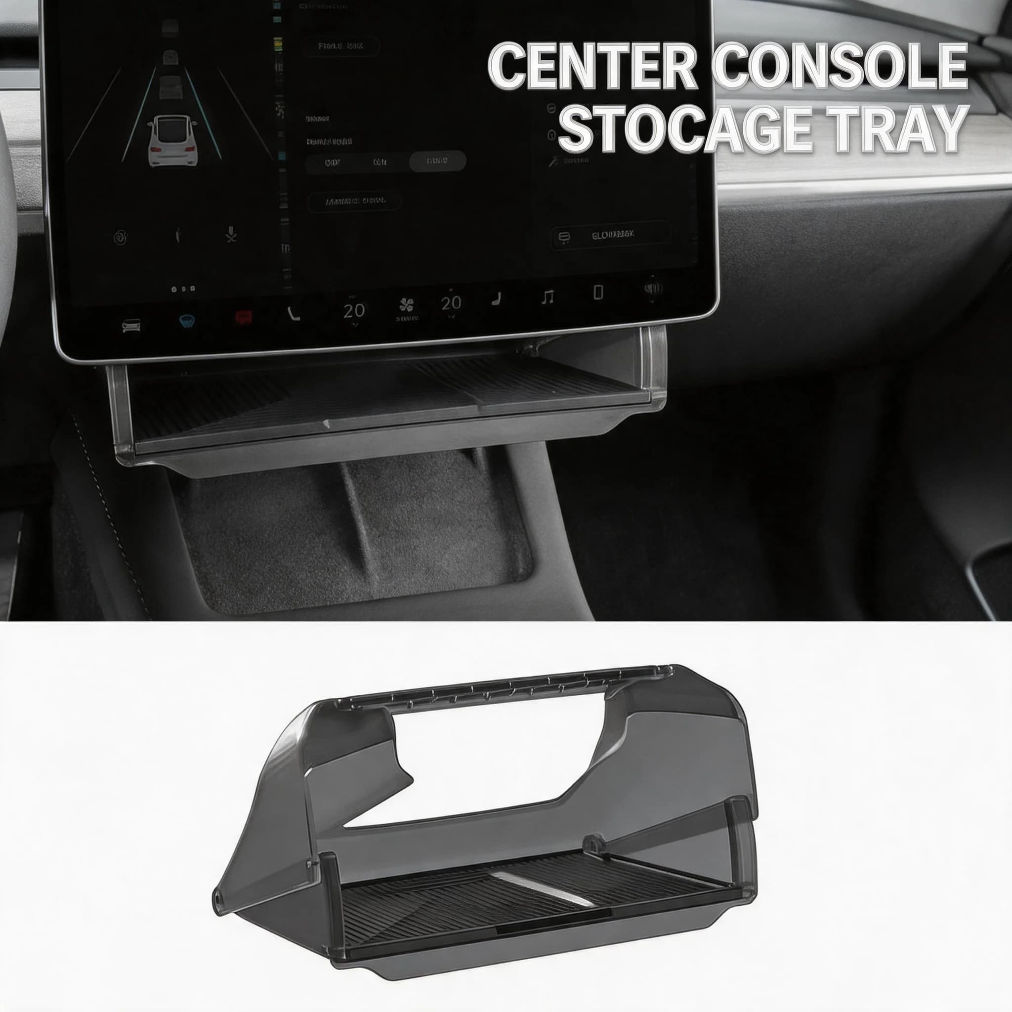 Vassoio Organizer Nascosto Sotto il Box Portaoggetti della Console Centrale per Tesla Model 3/Y Juniper/Launch 2026, Facile Installazione Senza Attrezzi
