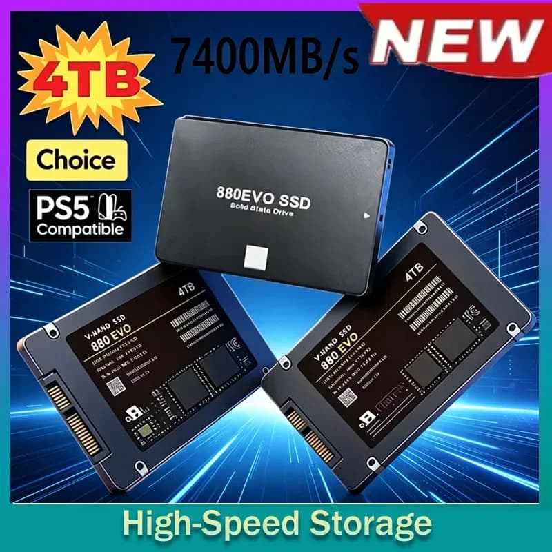 Nuovo SSD 880 EVO 2TB 4TB 2026, Unità a Stato Solido Interna, Disco Rigido SATA 3.0 MLC 2.5 Pollici per Laptop, Desktop PC, PS4, PS5